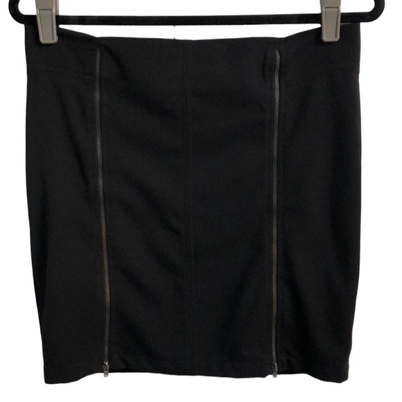 Zara TRF Double Zip Up Black Pencil Mini Skirt Size 8 - Picture 10 of 14